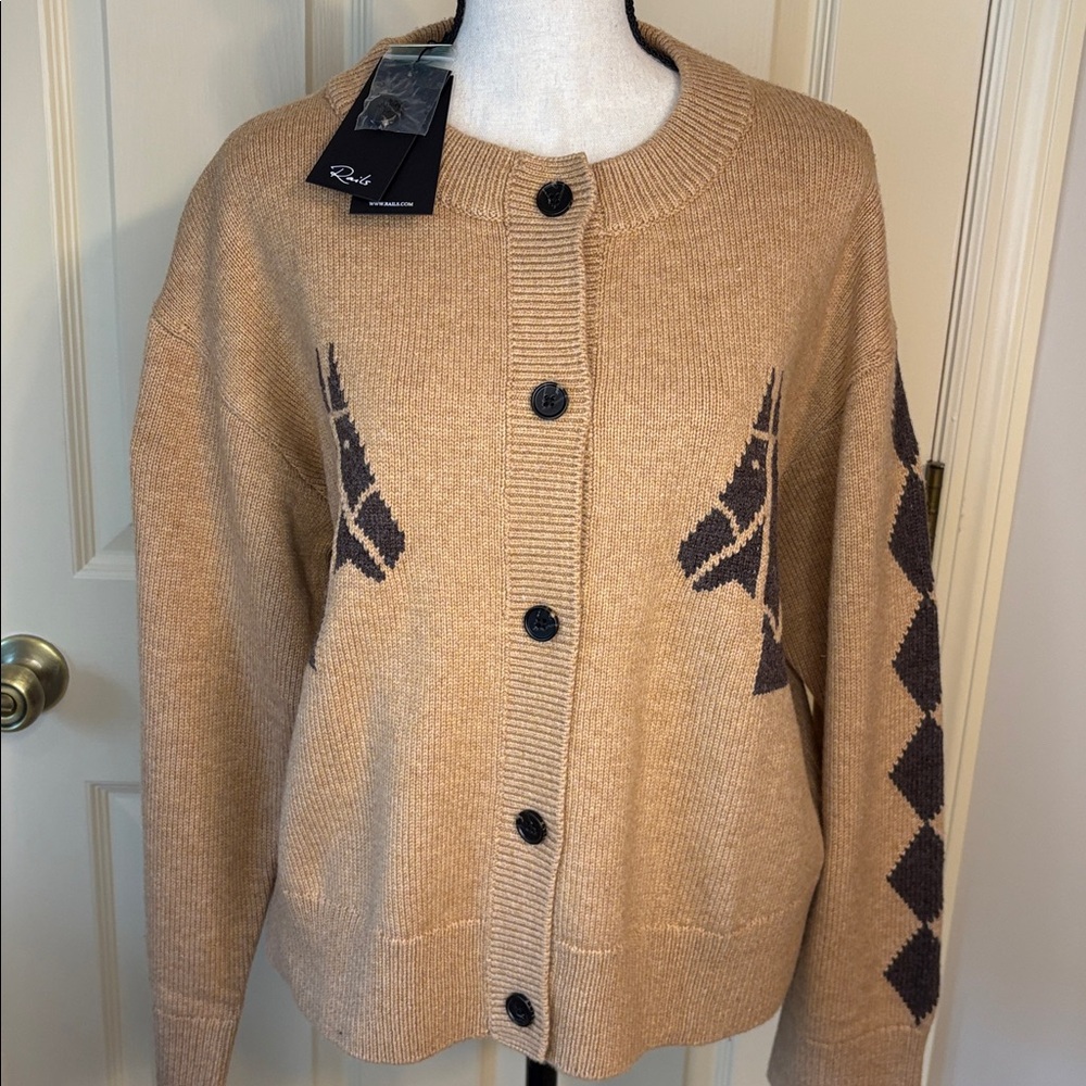 NEW RAILS Mavie Horse Cardigan Camel Cotton/Wool Blend size XL - Picture 8 of 16
